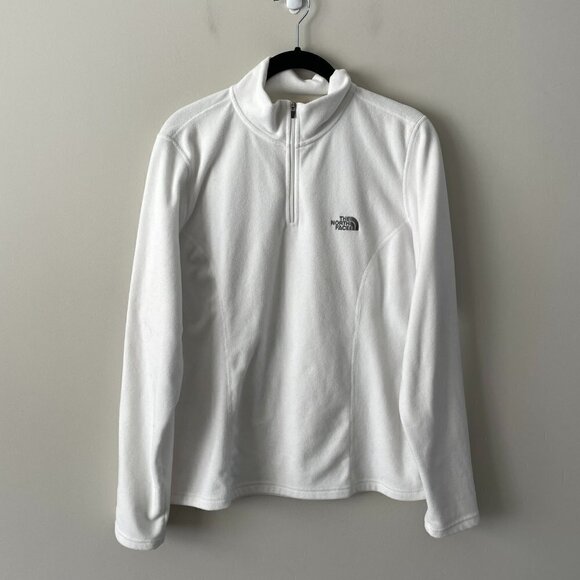 The North Face TKA 100 1/2 Zip Mock Neck Fleece Casual Sweatshirt White Large - Picture 2 of 7